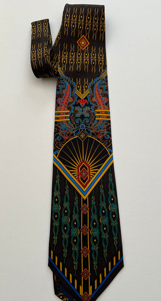 Pangborn Green Links on Black Vintage tie
