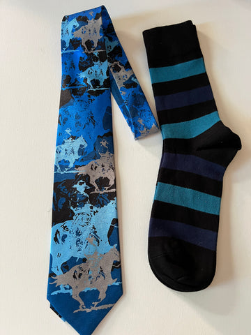 Abstract Horse Themed Tie with Socks