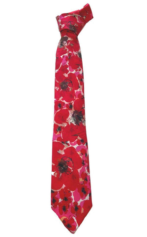 Red Poppies Silk Tie