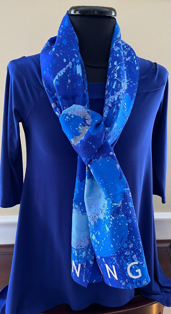 Blue Poppies Silk Scarf, Shawl