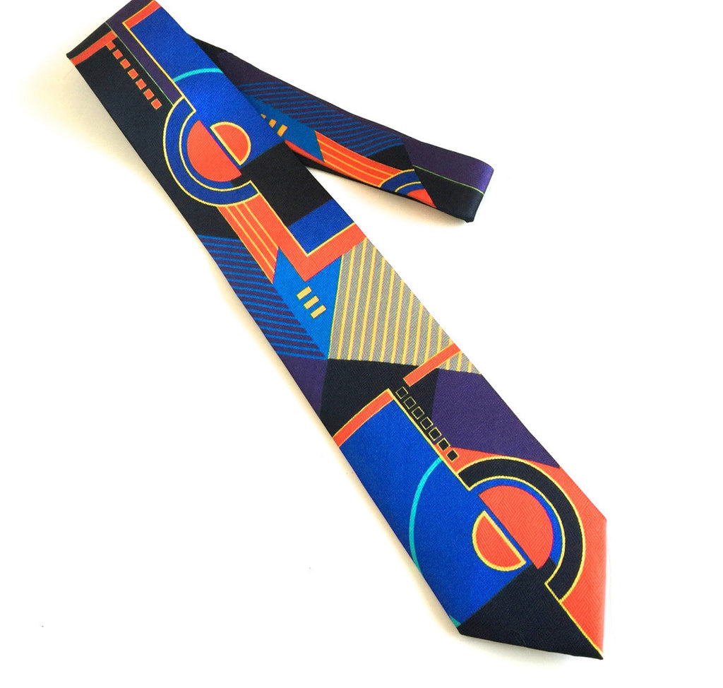 Pangborn Geometrics Silk Tie in blue, red, black