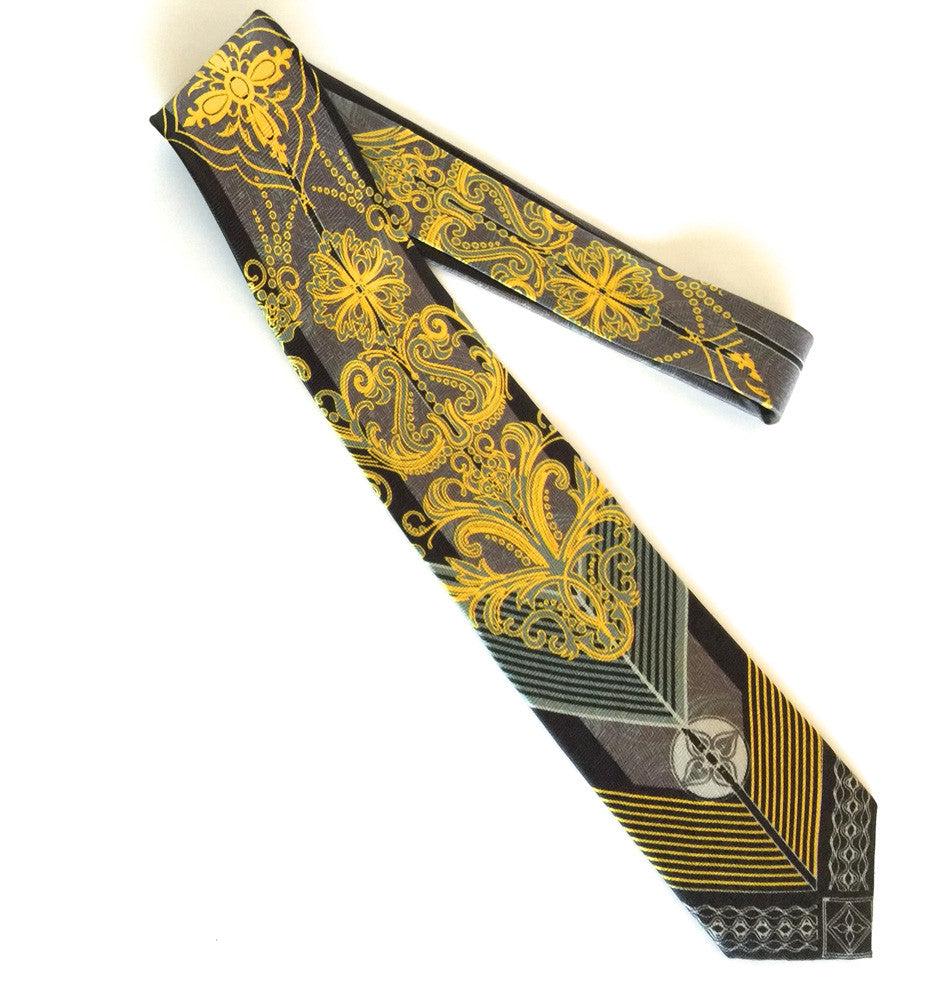 Pangborn Retro Silk Tie in yellow, black