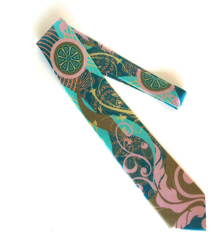 Pangborn Tranquility Silk Tie in teal, lavendar