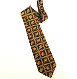 Pangborn Cigar Theme Necktie in gold, burgundy – Pangborn Design Ties
