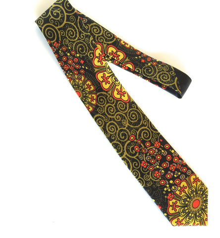 Pangborn Fascination Silk Tie in black, yellow