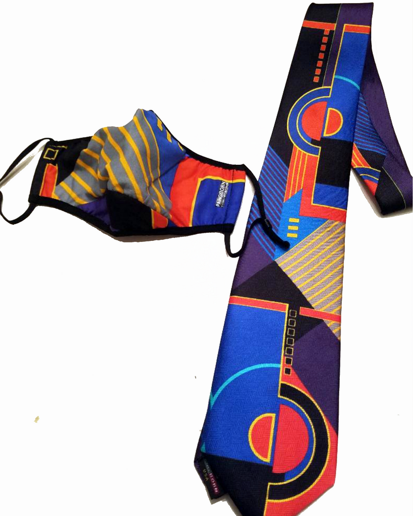Geometrics Face Mask and Tie Set