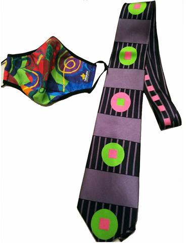 Happy Graphics Mask - Black, Lime Green Tie