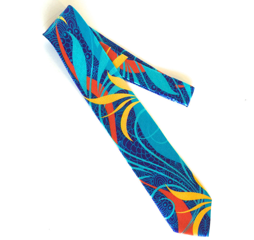 Pangborn Whimsical Silk Tie in blue, aqua
