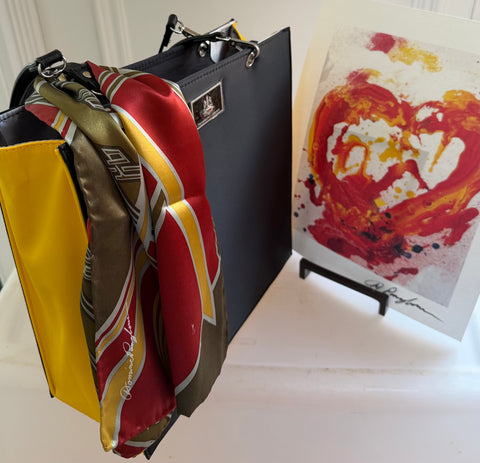 Pangborn Tote, Entwined Silk Scarf and Heart Print