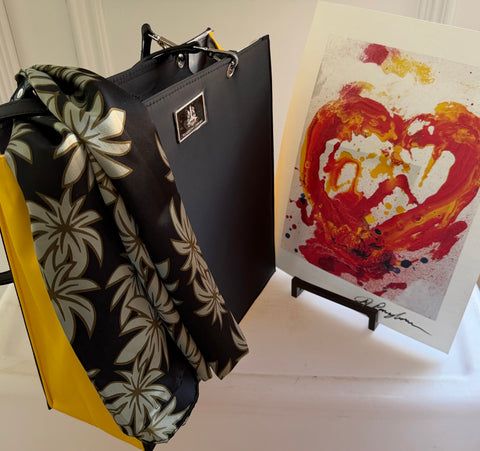 Pangborn Tote, Palms Silk Scarf and Heart Print