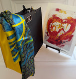 Pangborn Tote, Swirling Graphics Silk Scarf and Heart Print