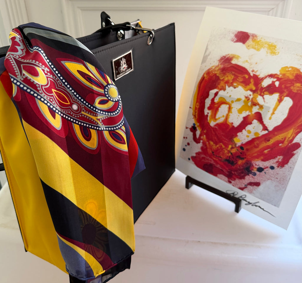 Pangborn Tote, Vibrant Graphics Silk Scarf and Heart Print