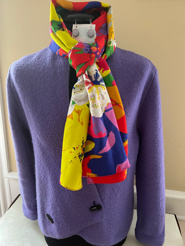 In Full Bloom XL Silk Scarf with Earrings