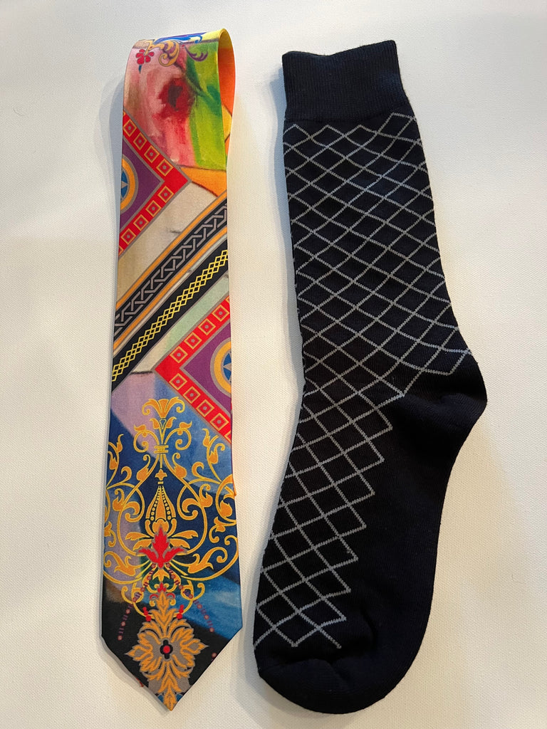 Rendez-vous in black silk tie with socks