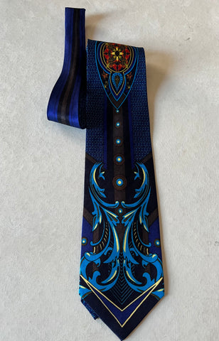 Pangborn Shades of Blue Filigree Vintage Tie