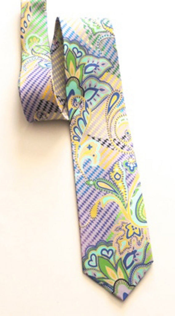 Pangborn Paisley Check Lavendar Silk Tie