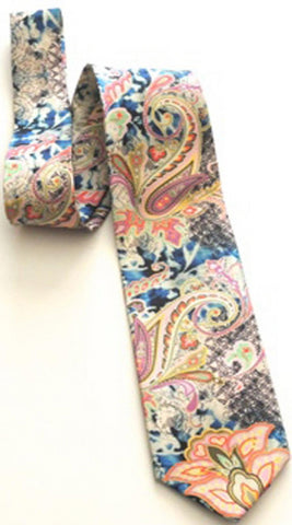 Pangborn Regal Blue and Pink Batik Silk Tie
