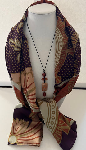 Arboretum Silk Scarf with Custom Designed Pendant