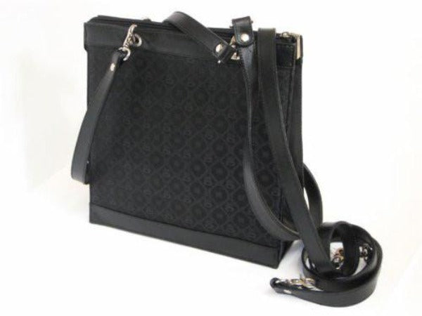Black Silk with Leather Trim Handbag