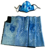 Blue Poppies Brushed Silk Scarf and Face Mask Set