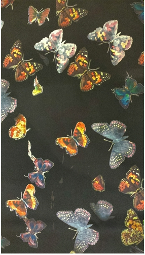 Moondance Butterflies on Black Silk Scarf