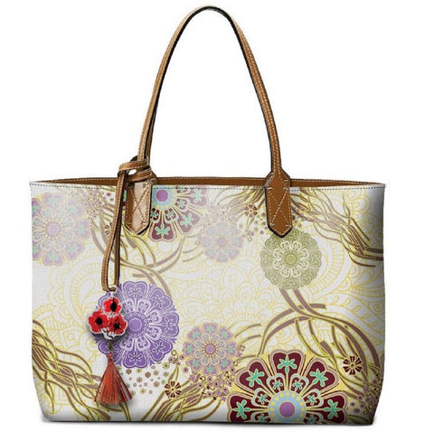 Pangborn Handbag - Kimono Print on Cream