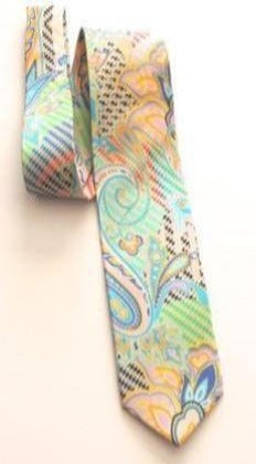 Pangborn Paisley Check Pastel Silk Tie