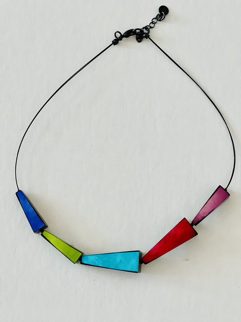 Pyramid Multi Color Resin Necklace