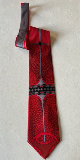 Red Symmetry vintage tie