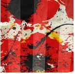 Red & Black Poppies on Pearl Silk Scarf