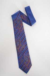 Pangborn Paisley and Diags Woven Tie in blue
