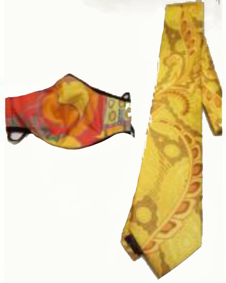 Sunny Hearts Mask - Yellow/Gold Silk Tie