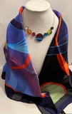 Rising Moon Square Silk Scarf with Resin Necklace