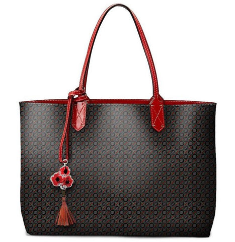 Black Logo Tote Bag with red trim