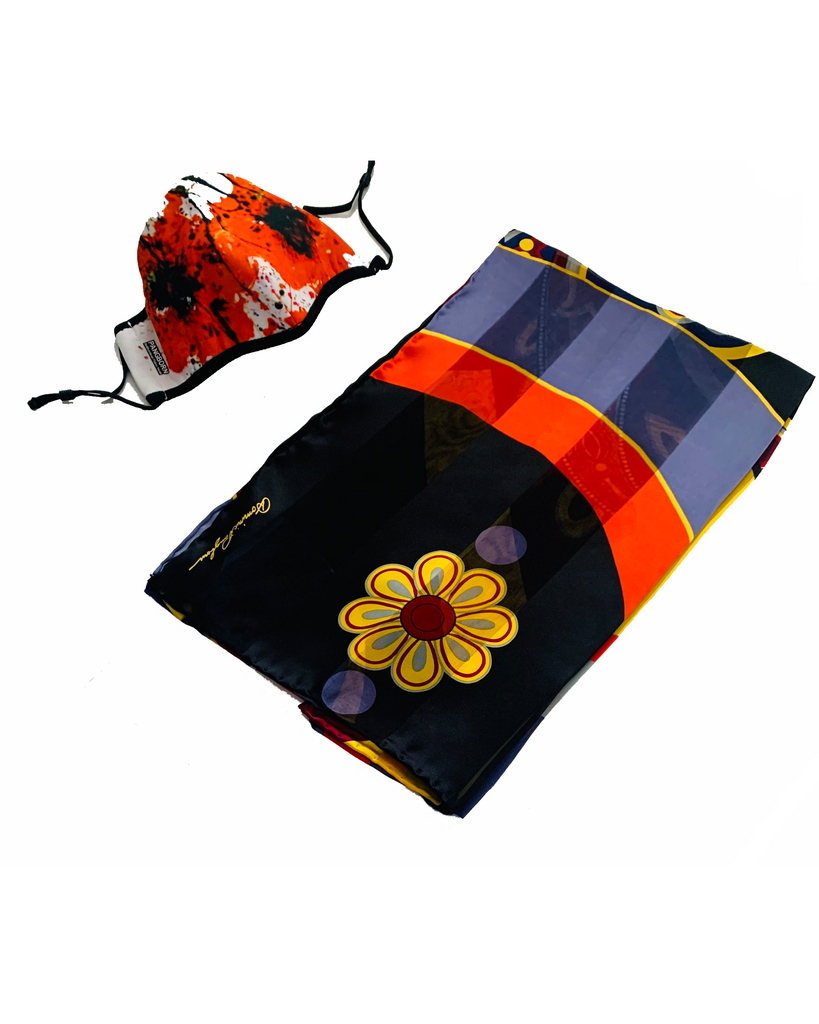 Poppies Mask - Vibrant Graphics SIlk Scarf