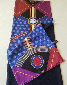 Blue, Purple and Red Lined Scarf