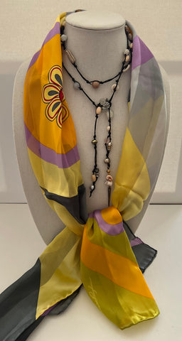 Morning Glory Silk Scarf with Lariat