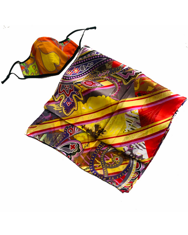 Sunny Hearts - Upbeat Diagonals Silk Scarf