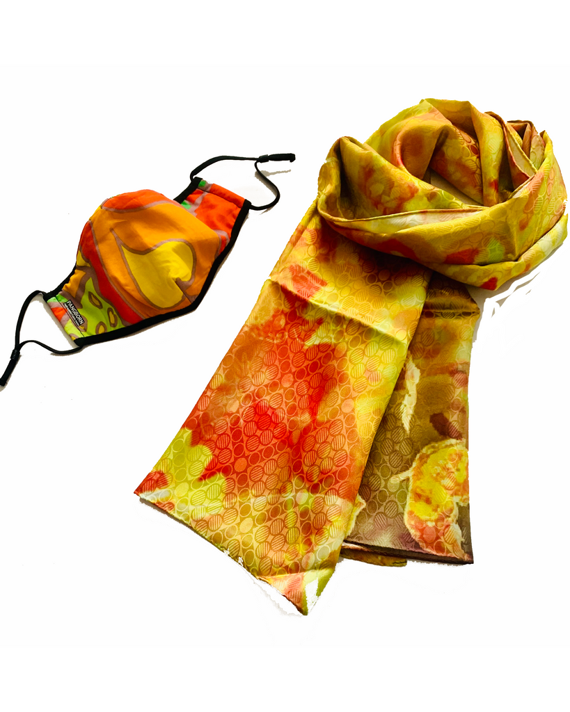 Sunny Hearts Mask Golden Vibes XL Silk Scarf – Pangborn Design Ties