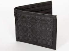 Wallet in Black Silk with Leather Trim